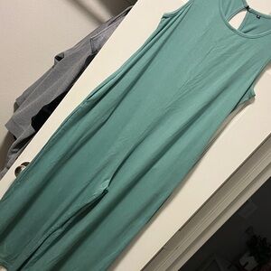Sleeveless Teal Jumpsuit Romper - Relaxed Pull-On Style